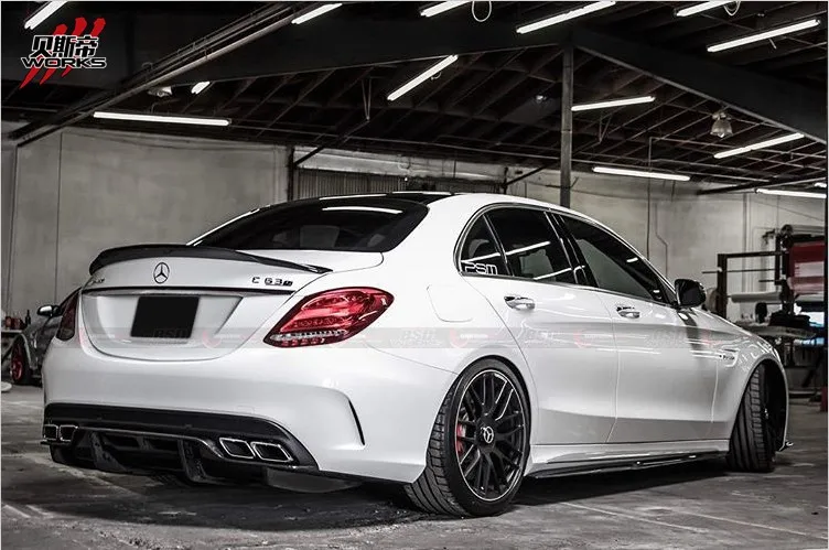 2015-2016 W205 C63 Black Sails Style Carbon Fiber Trunk Spoiler For ...