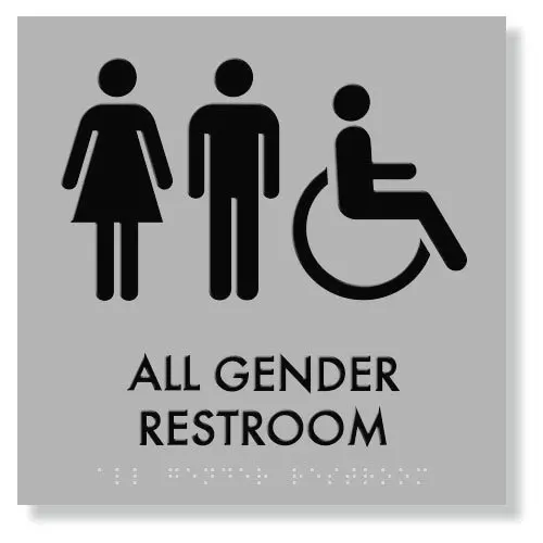 ADA Compliant Storm Gray//Black Transgender Symbol Restroom Sign 8 x 10 with Braille