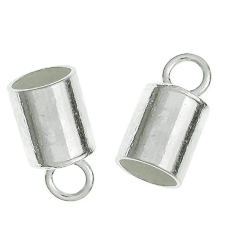 10pcs x Sterling Silver End Caps Barrel for 1.5mm to 2mm Leather Cord | 11mm Cord Ends Endcap #SS259
