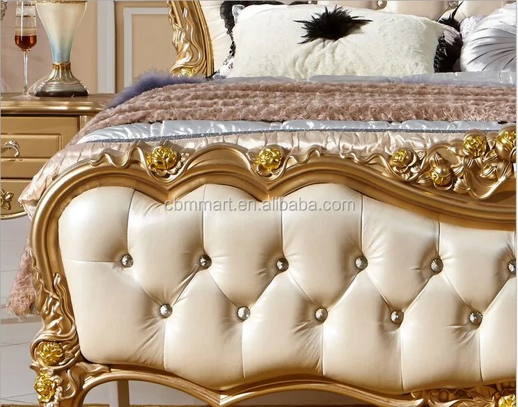 Lastest French double bed design wood king size bed 0409-318