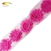 2019 stock guipure flower style mesh ribbon pink lace wedding border trim for sewing