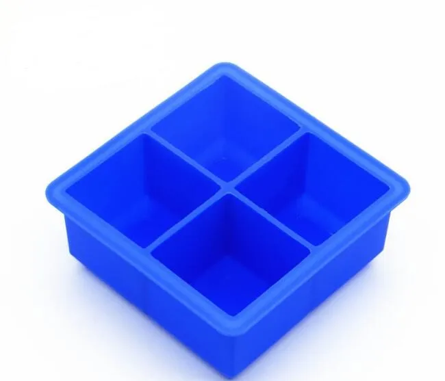 4 Cavity Silicone Ice Block Mould Container With Lid For Food Storage ...