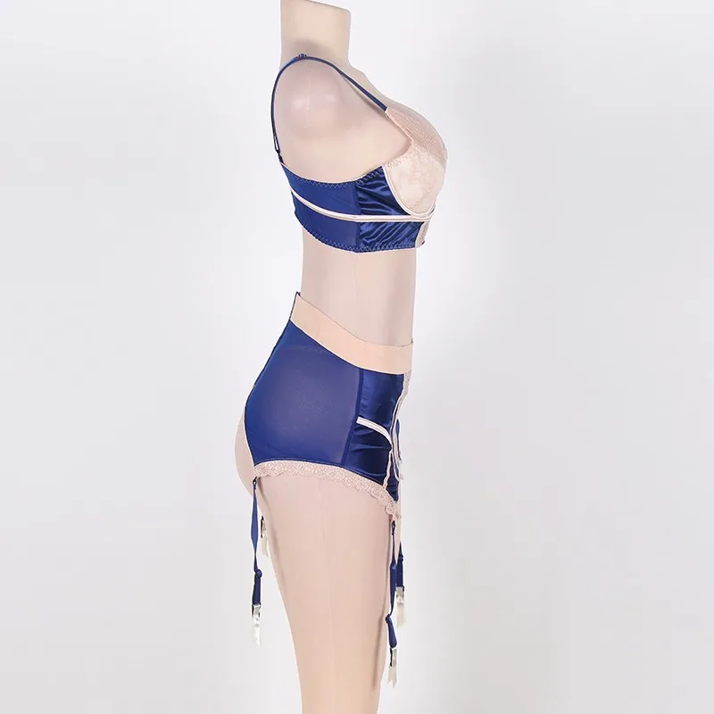 New Arrival High Quality Blue Silk Bed Wear Teddy Lingerie