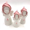 Cute little pink cap set of three flower fairy ceramic ornaments furnishing articles