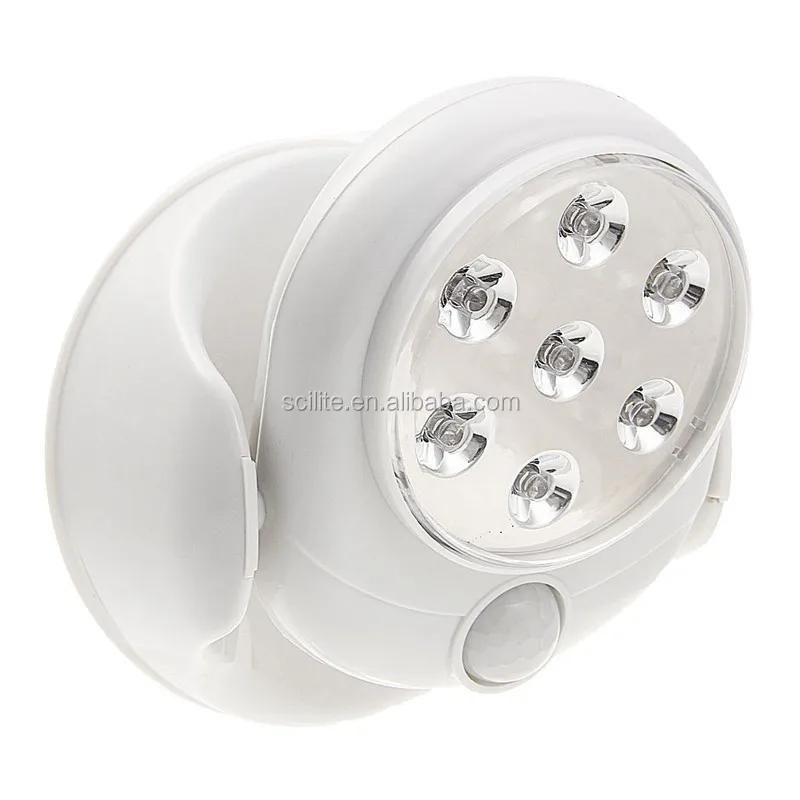 7 LED Adjustable Motion Activated Sensor Light 360 Rotation Cordless Wall Lamps 