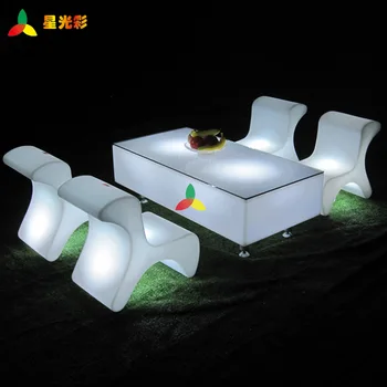 Glowing Party Rental Cube Furniture Illuminated Bar Table Long