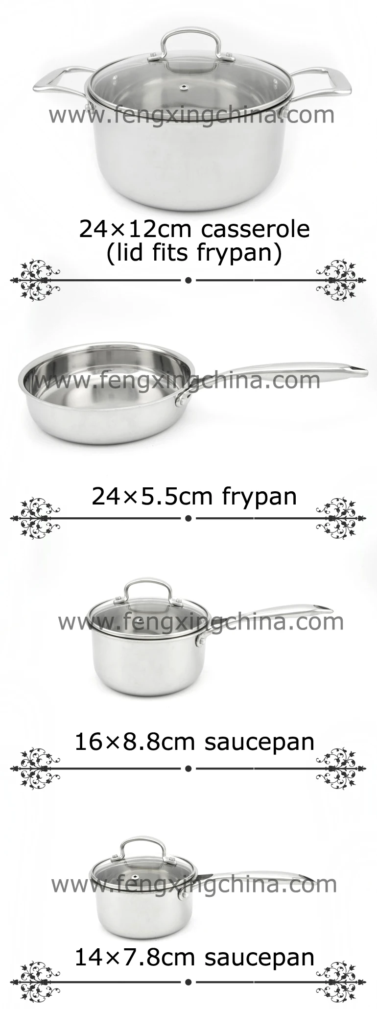 8-Piece Cookware Set, Quick Heat, Triply Stainless Steel, Non-Stick main image 1