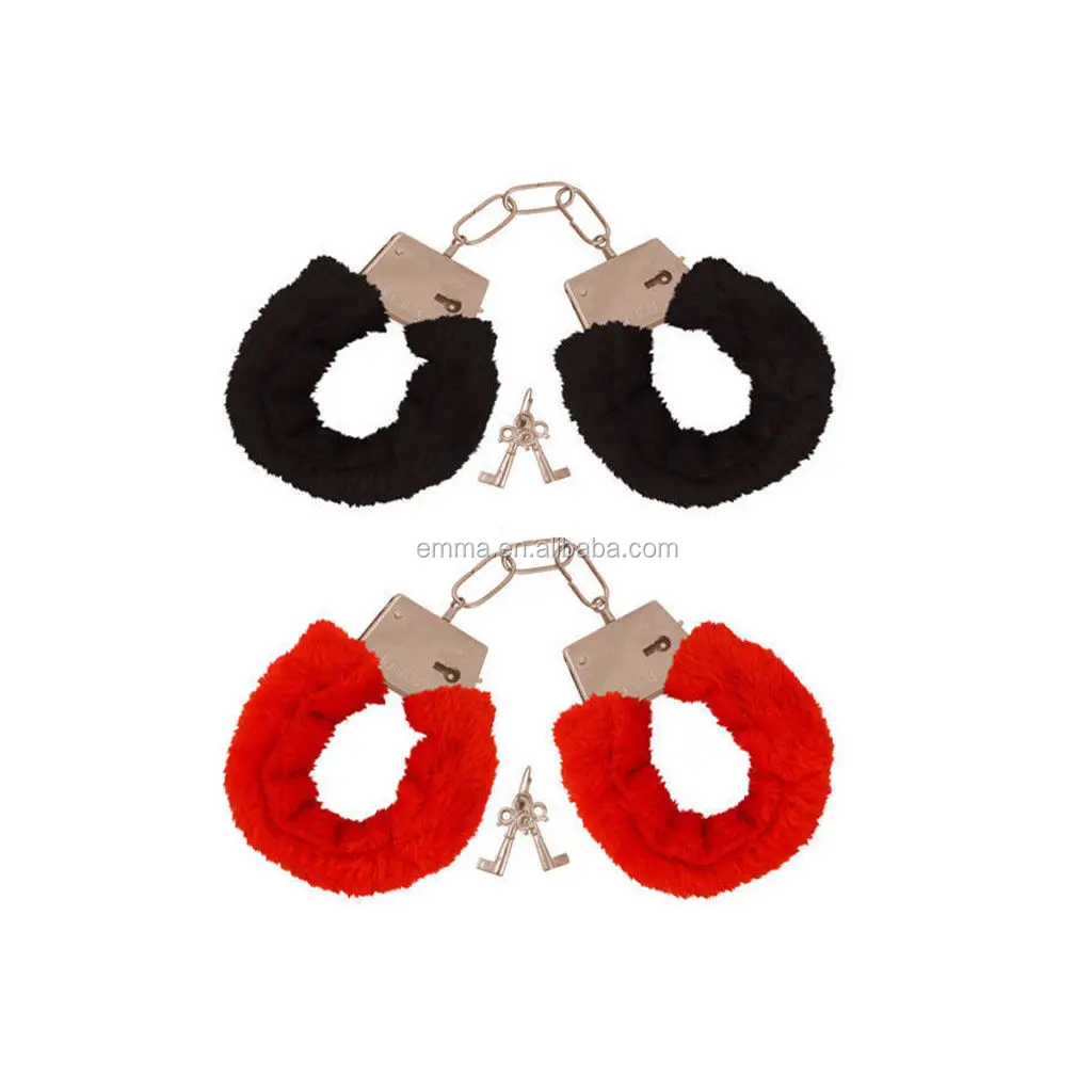 Great for hens and stags Pink or Black Furry  Hand Cuffs / Handcuffs in Red 