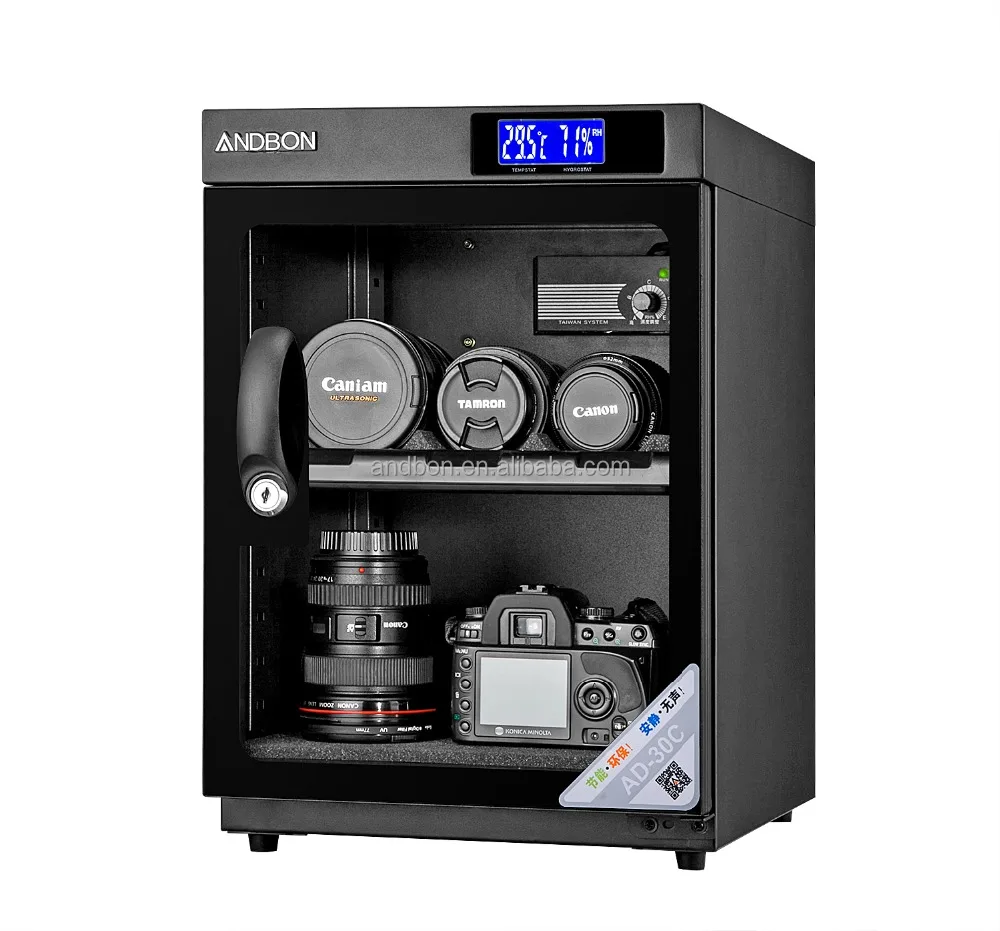 
ANDBON 30L LCD digital Display deshumidificador Dry Cabinet for Lens Camera 