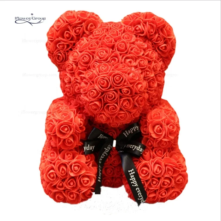 rose flower with teddy bear