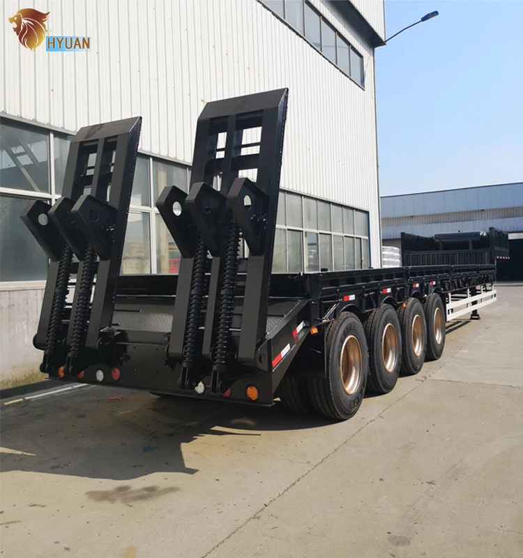 China Hyuan Quad Axle Drop Deck Trailer Low Bed Semi Trailer Excavator