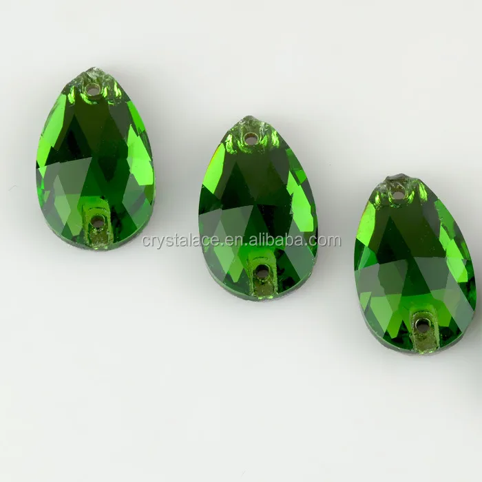 Fashion tear drop glass sew on stone, sew on rhinestones flat back with 2 holes wholesale