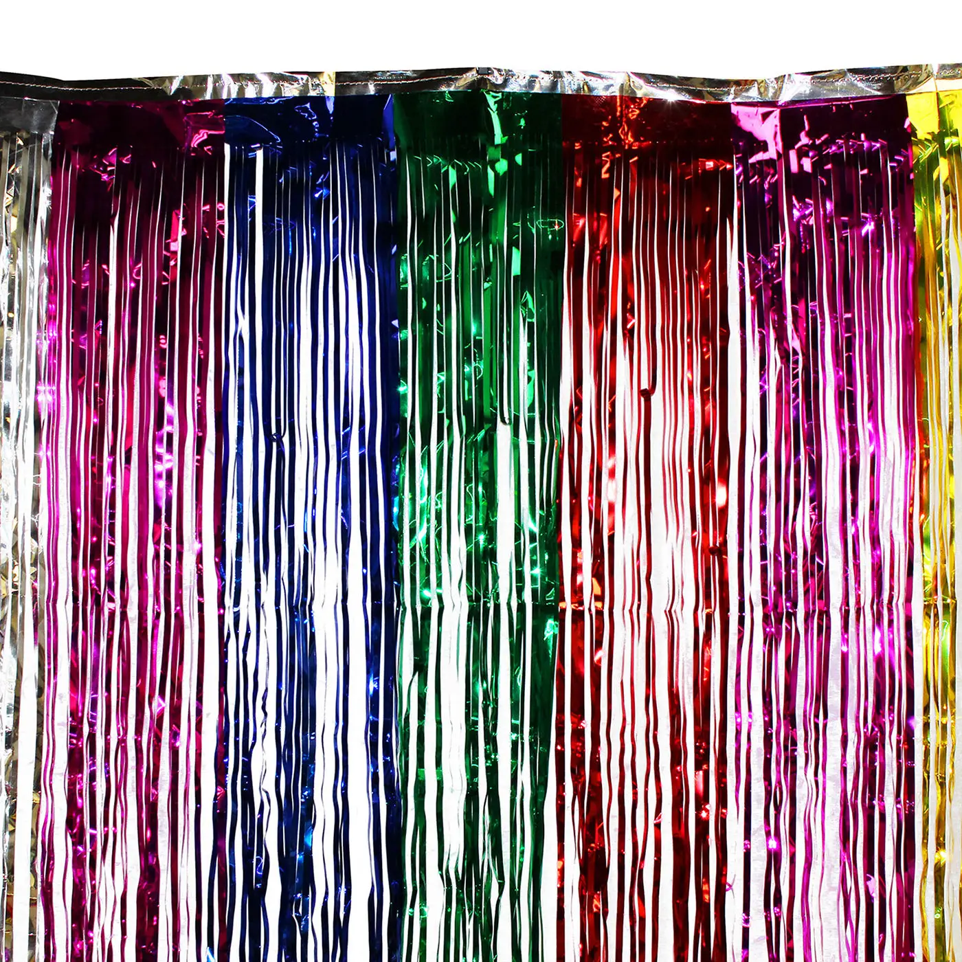 3'x8' Rainbow Foil Metallic Fringe Shimmer Curtain Backdrop Party Decoration Wall Hanging Tinsel