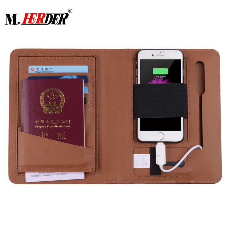Custom Personalized Family Passport Holder With Power Bank Pvc Pu
