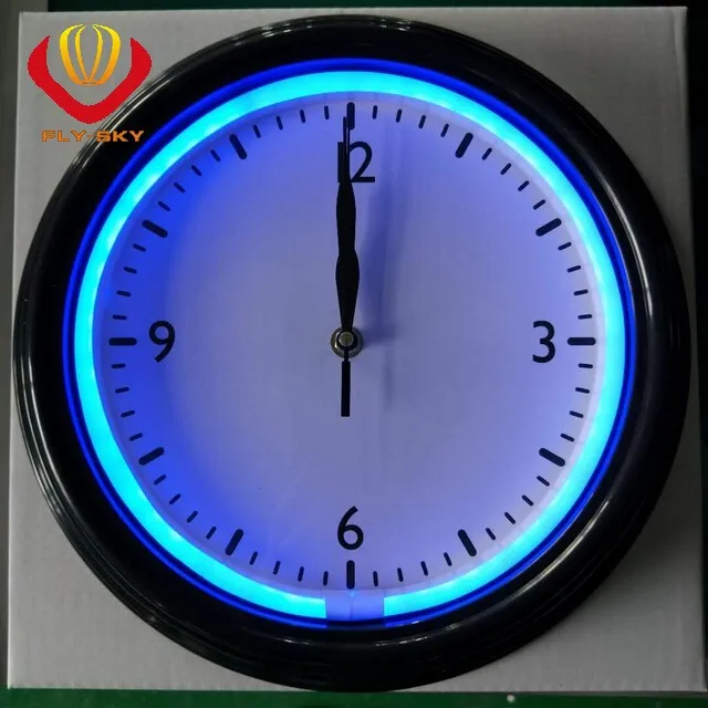 Led Illuminated Indoor Wall Decor Neon Light Clock,12" Neon Led Clock