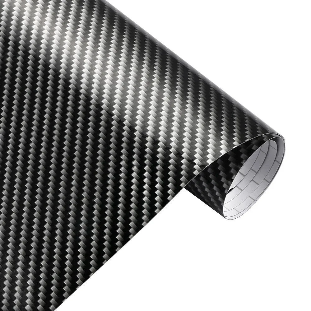 2d White Glossy Carbon Fiber Film Roll Self Adhesive Vinyl Sticker Wrap For Car Hood Roof Trunk