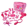 Kids makeup kit girls makeup dress up games pretend play makeup case and cosmetic set with hair dryer comb curler mirror perfume