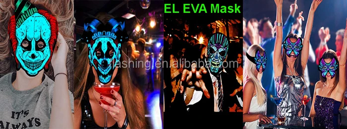 Hot Selling EL Music activated Mask,Neon Mask,neon wire Mask