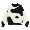 O-neck Over Size Pullover Sweaters Women Clothing Fashion Wholesale Computer Knitted Long Sleeve Knit Vintage Sweater Maker