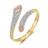 Mytys Women Luxury Pave Setting Three Tone High Quality Cubic Zircon Bangle Cuff