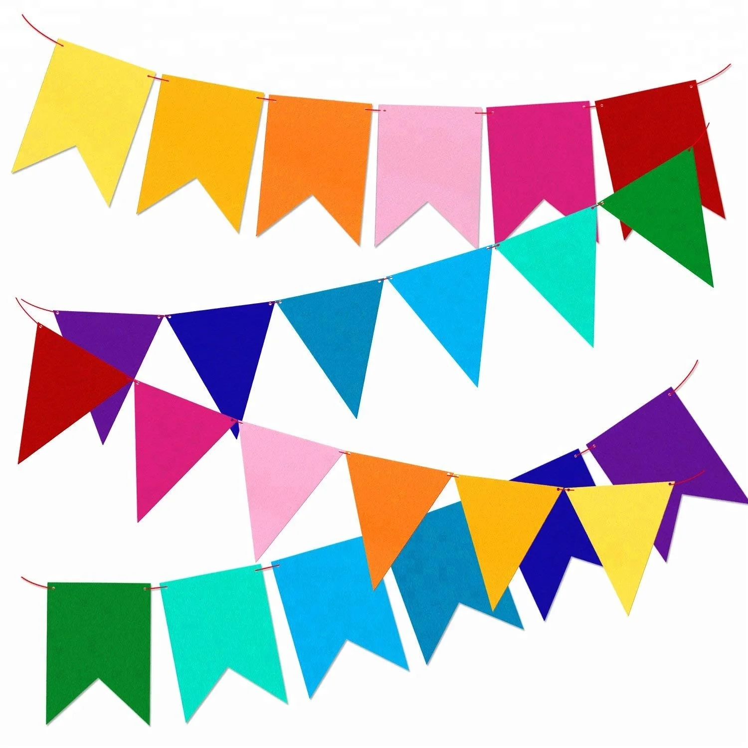 2 Pack Multicolor Felt Pennant Banner Flags For Kids Birthday Party ...