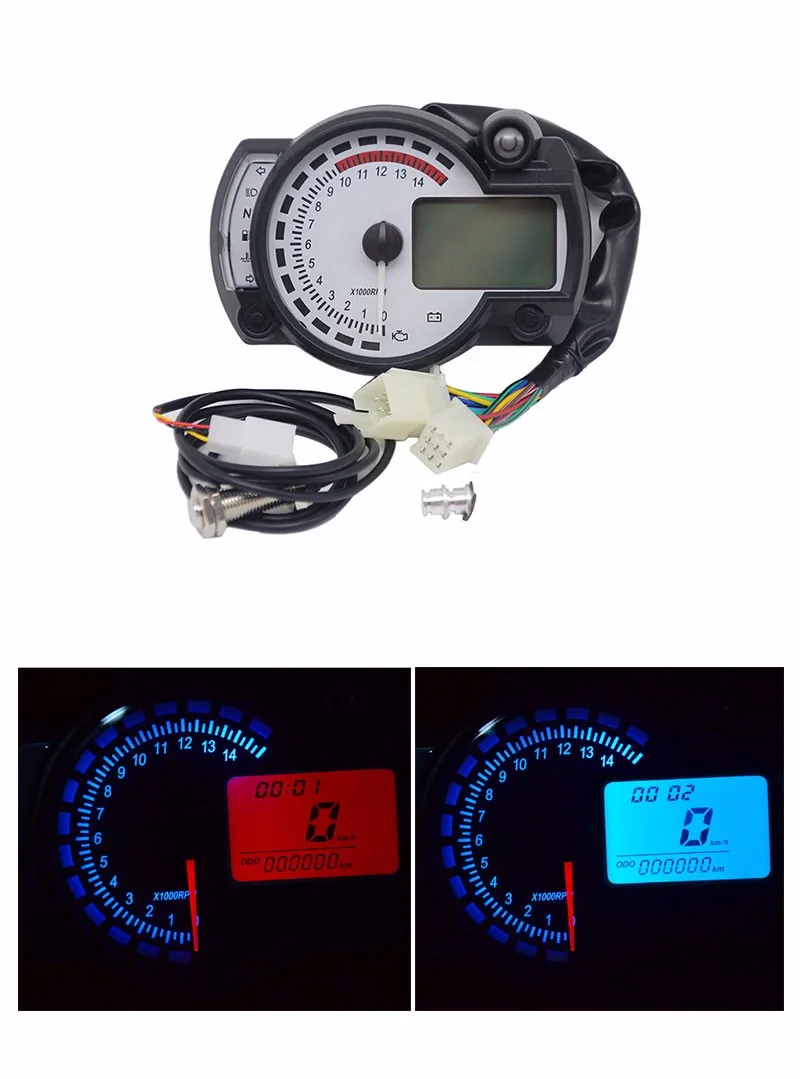 Colorful 15000rpm Universal Motorcycle Digital Lcd Km H Mph Speedometer Odometer Tachometer