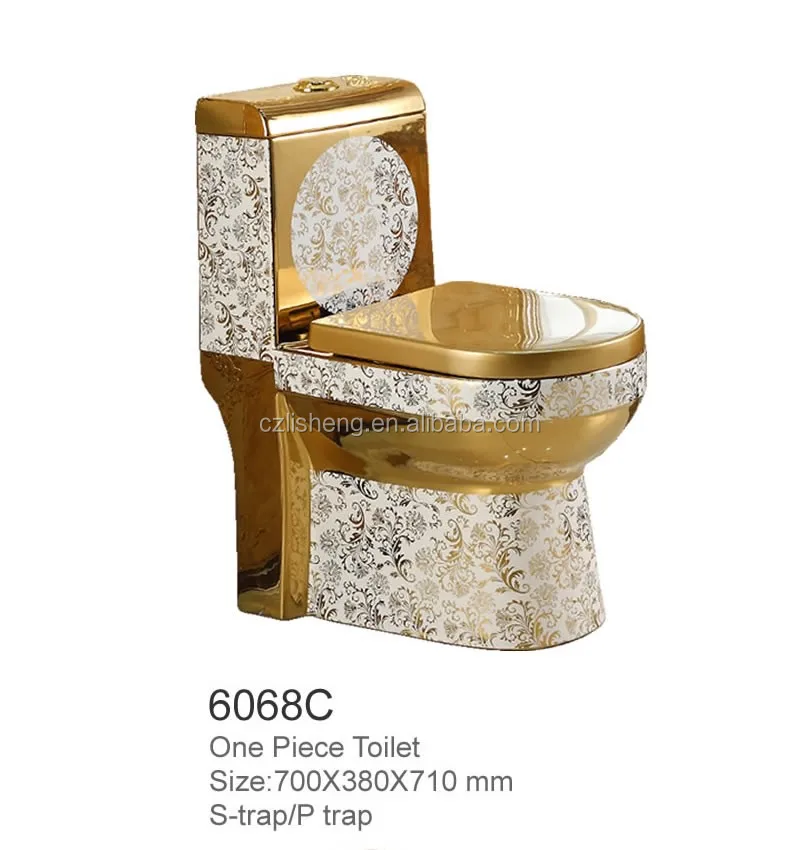Sanitary Ware Bathroom Set Golden Color Ceramic Dragon Toilet Bowl Seat