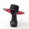 Fashion Show Flat Crown Flat Brim Two Tone Layer Wool Felt Big Brim Hat