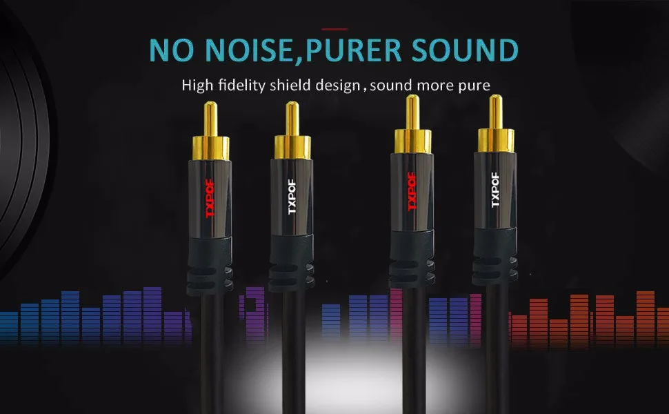 High Quality Rca Audio Cable 2 Rca To 2 Rca 24k Gold Plated Oxygen Free