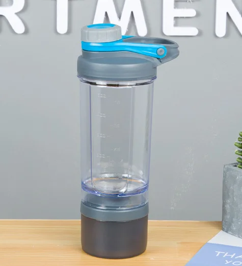 600ml Two Layers Plastic Shaker Bottle, Sport Water Bottle Bottledjoy