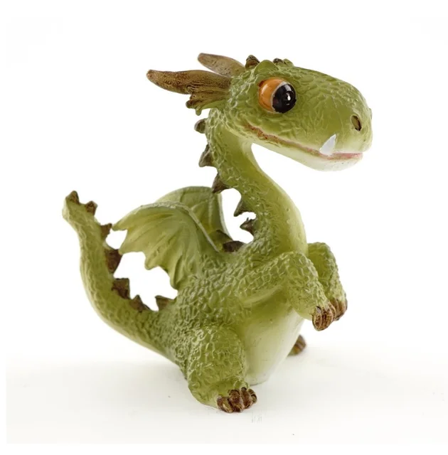 wholesale life-like vivid cute green mini baby dragon figurine
