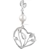 High quality 925 sterling silver love leaf oyster pendant necklace setting , White gold wedding favors pearl necklaces