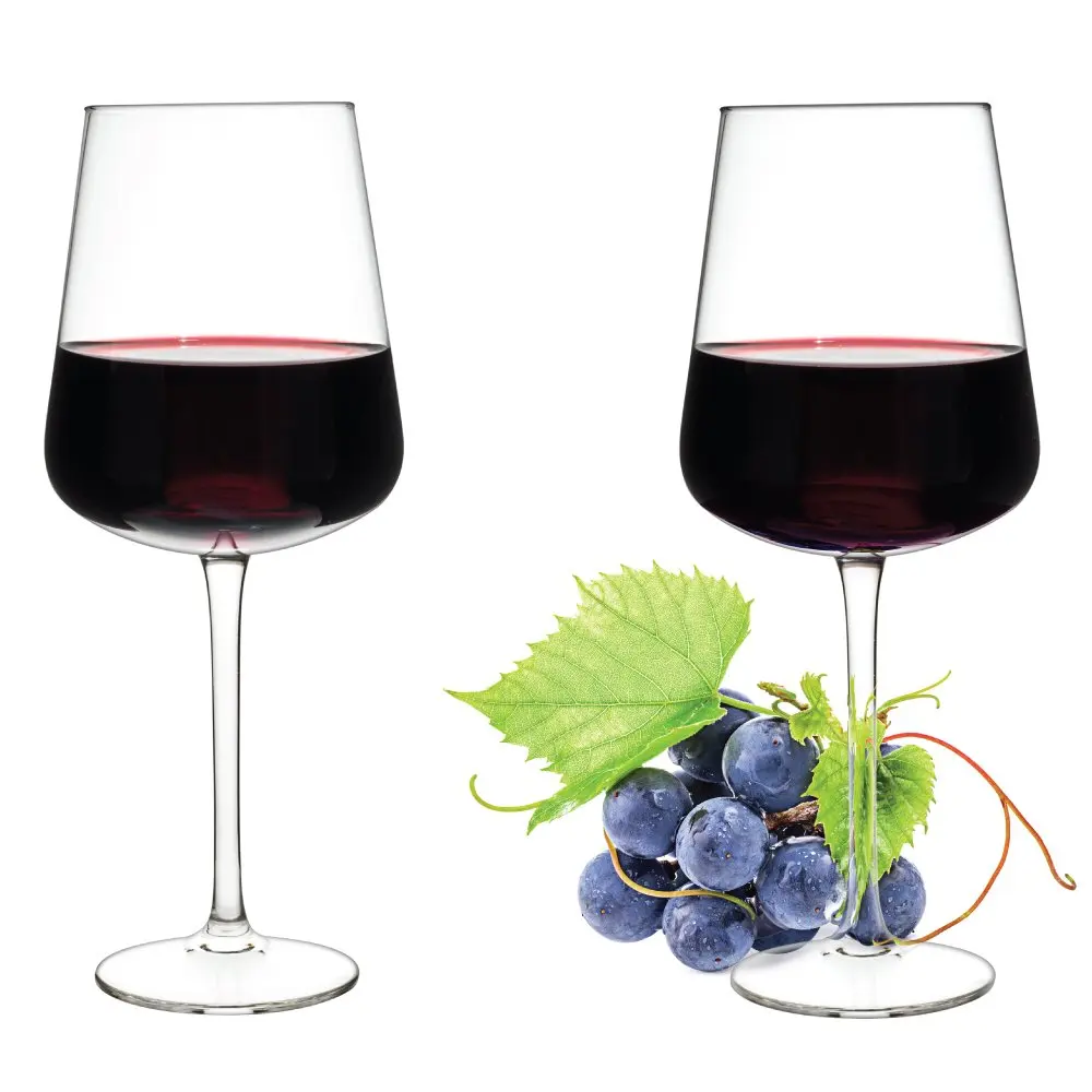 Luxbe - Crystal Wine Glasses, Set of 2 - Handcrafted Red or White Wine Glass - 100% Lead Free Crystal Clear Glass - Professional Wine Tasting - Burgundy - Pinot Noir - Bordeaux - 16-ounce
