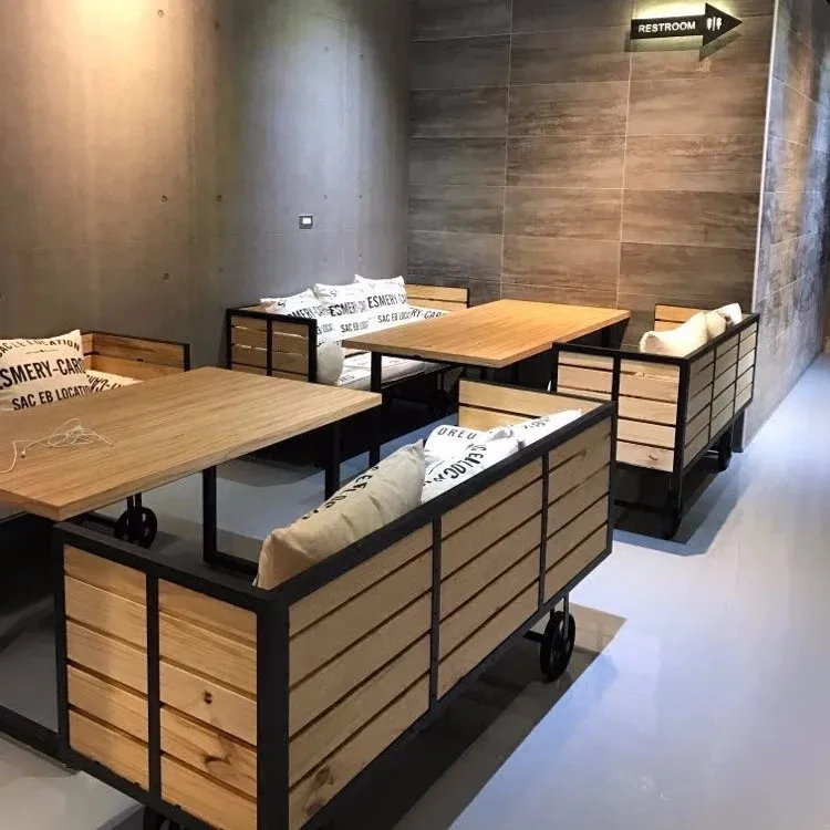 Loft Style Restaurant Furniture Wooden Sofa Loft Style Restaurant Furniture Wooden Sofa With Casters And Wheels