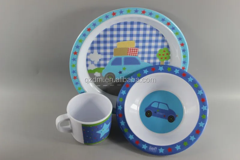 3pcs 100% melamine kid's dinner set Melamine child dinnerwar