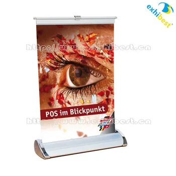 Advertising Display A4 Size Desk Top Roll Up Banner Stand With