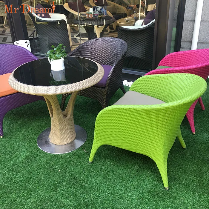 Mr.dream Industrial Modern Poly Rattan Outdoor Cafe Hotel Restaurant