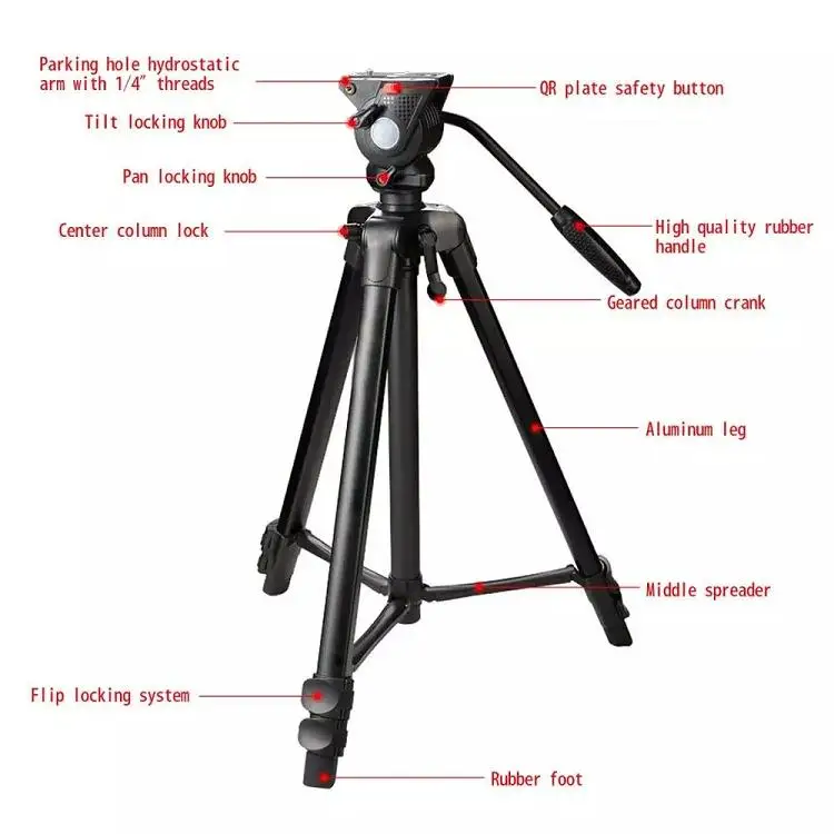 Weifeng Professional Tripod With Fluid Pan Tilt Head Wt-3308a - Buy ...