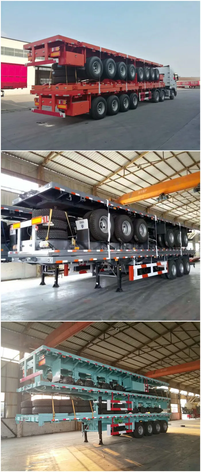 China 3 Axle 40FT Flatbed Container Semi Trailer Chassis for Sale