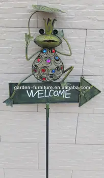 Welcome Garden Stake Signs Wrought Iron Frog Animal Outdoor Welcome Garden Stake Signs Wrought Iron Frog Animal Outdoor Decoration Online High Quality