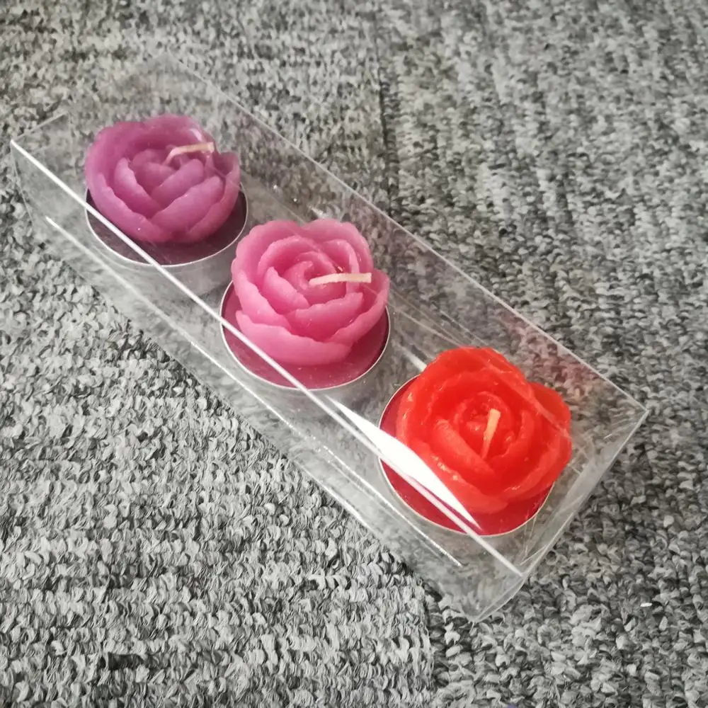 Unique flower red pink gift tealight candles in alum cup