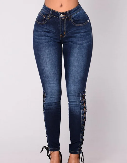 Pantalones Vaqueros De Talla Grande Para Mujer,Ajustados,Elásticos,A La  Cadera - Buy De Talla Grande Vaqueros De Mujer,Sideseam Split Con Strape, Pantalones Ajustados A La Cadera Product on Alibaba.com