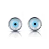 Rhodium Silver Jewelry Simple Design Round MOP Shell Lucky Blue Eye Women Earrings