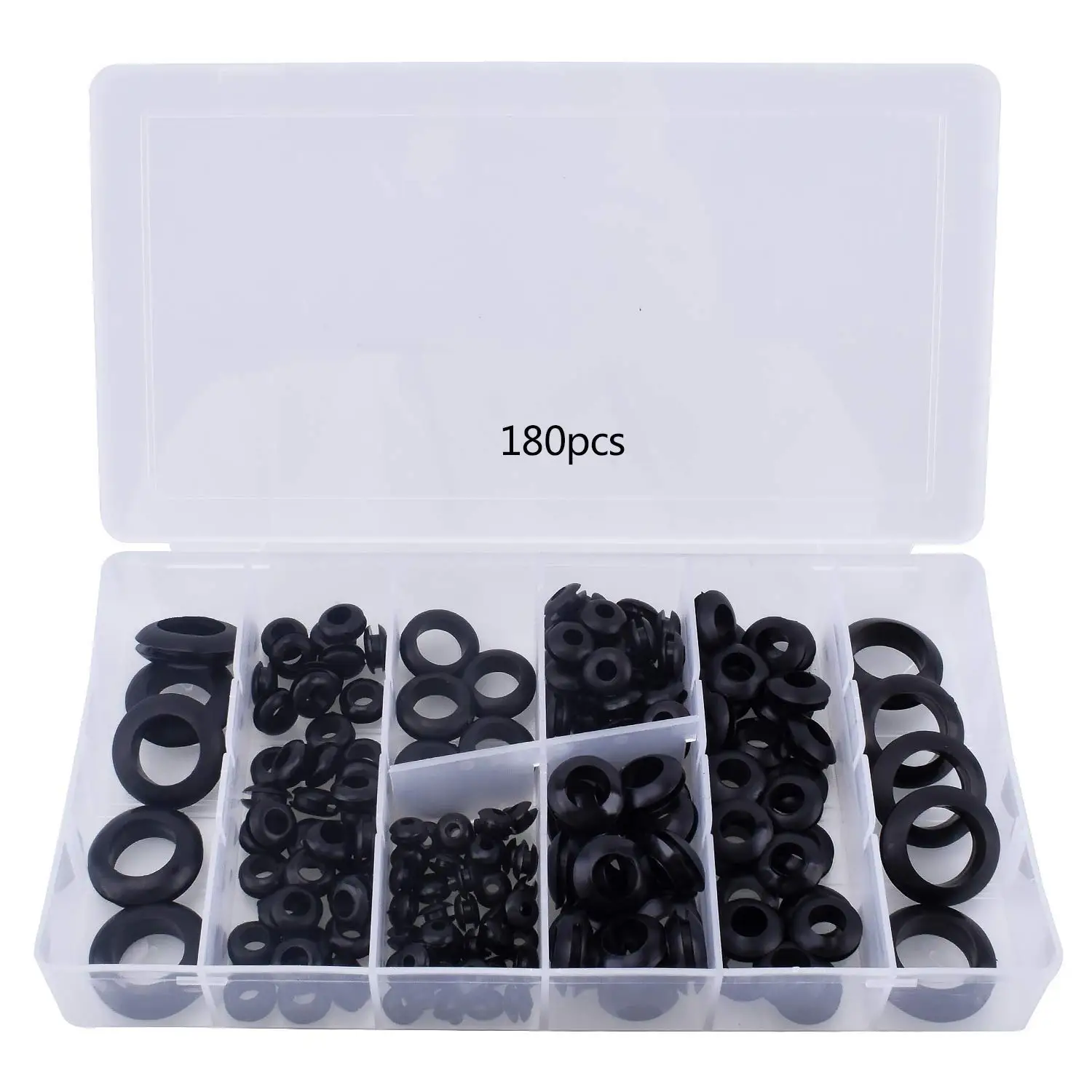 HJ Garden 180pcs Rubber Grommet Assortment Kit 8 Popular Sizes Wire