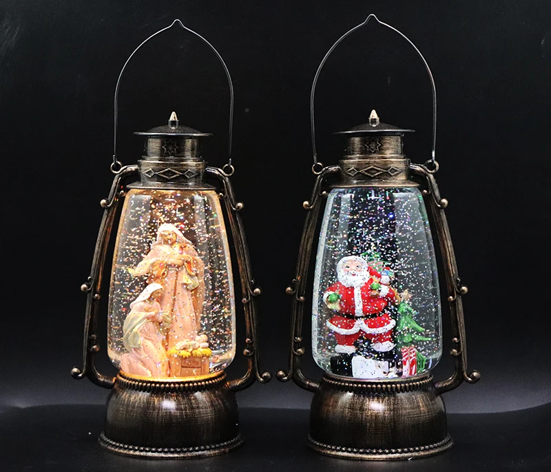 Led Snow New Design Christmas Lantern Nativity/santa With Warm White ...