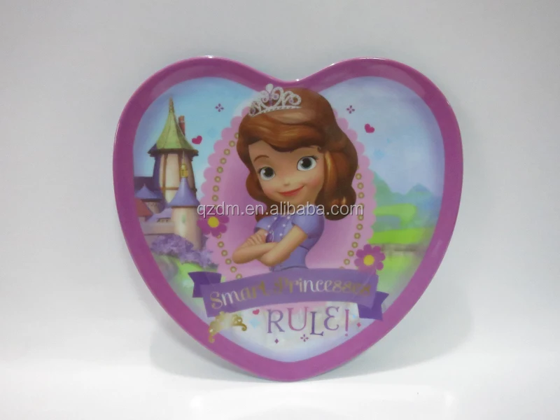 Heart-Shaped Melamine Children Dinner Plate Plastic Dish