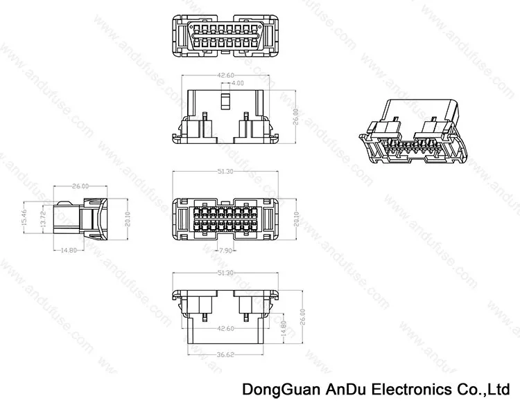 Obd Connector Obd2 Diagnostic Male Plug Andu Factory Direct Sale - Buy