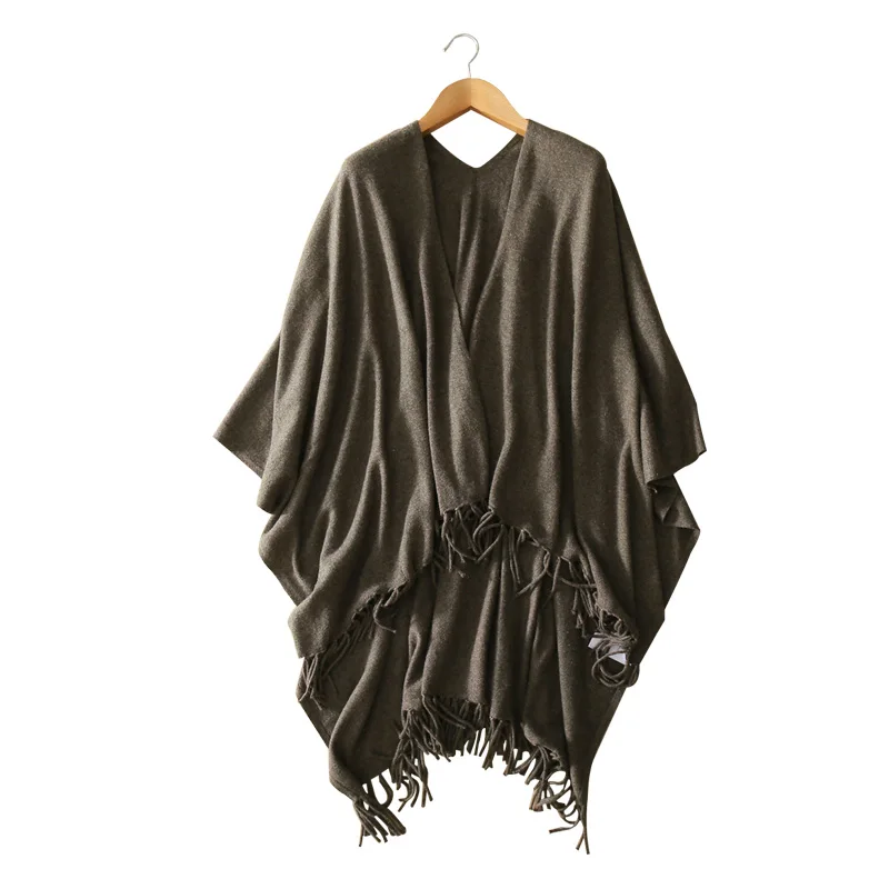 100 pure cashmere women s big shawl pure color warm font b winter b font autumn