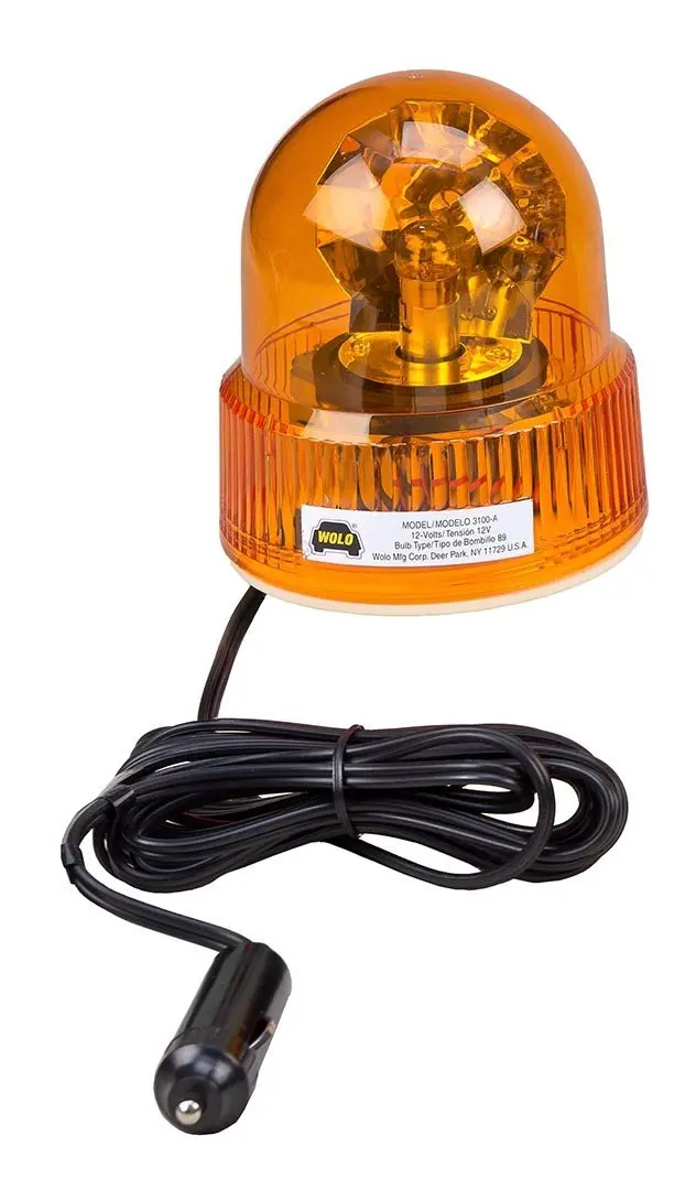 Wolo 3100-A Beacon Light Rotating Emergency Warning Light - 12 Volt, Amber Lens