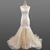 New European Bridal Dress Champagne Tulle Fine Lace Fishtail Gown Pattern